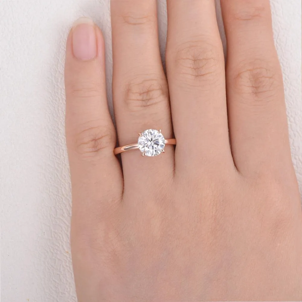 1.0ct Round Cut Moissanite Classic Hidden Halo Solitaire Ring