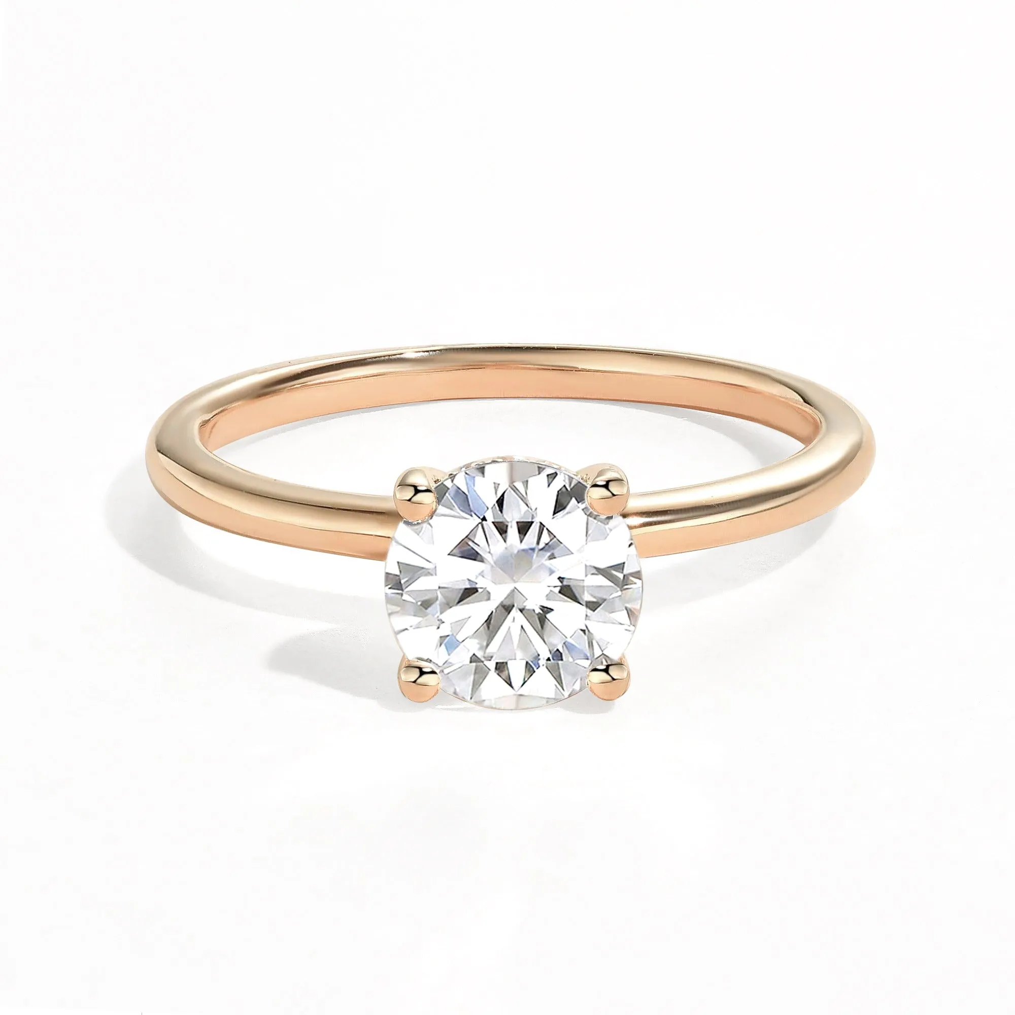 1.0ct Round Cut Moissanite Classic Hidden Halo Solitaire Ring