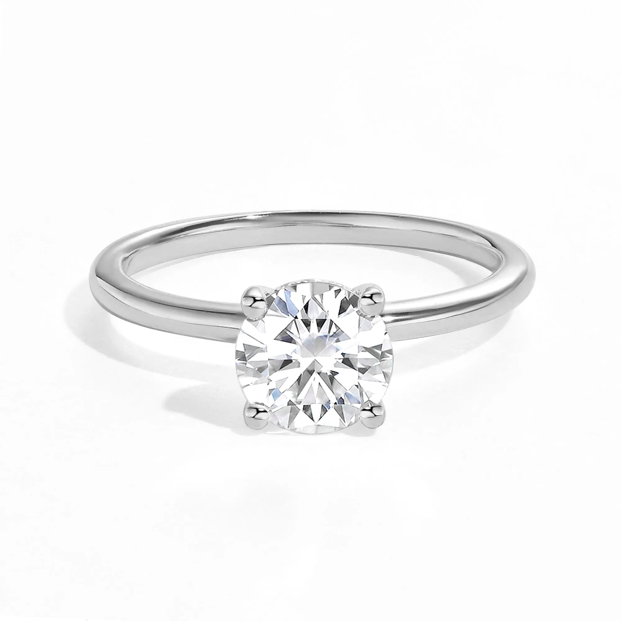 1.0ct Round Cut Moissanite Classic Hidden Halo Solitaire Ring