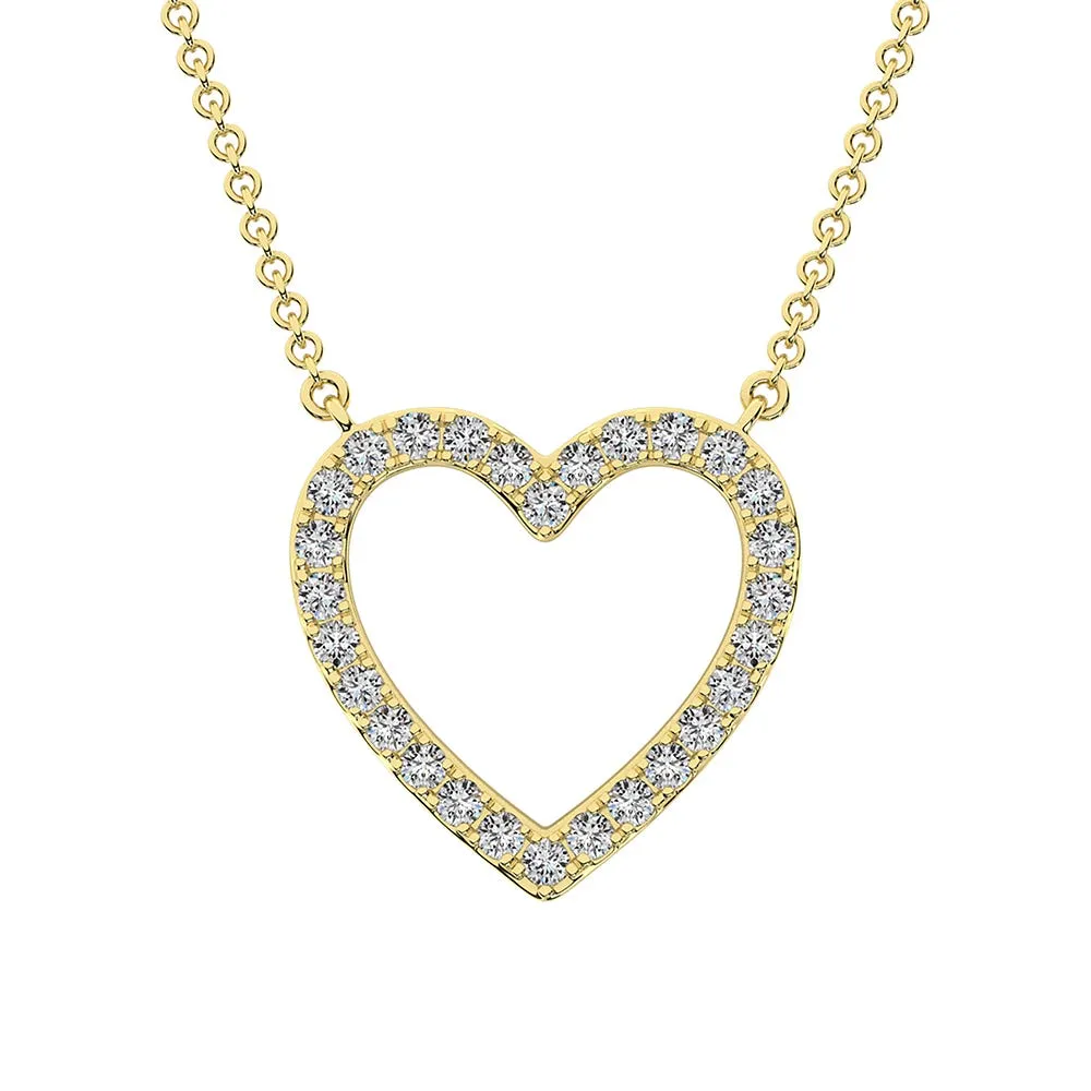 10K Yellow Gold 1/2 Ct.Tw. Diamond Heart Necklace