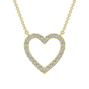 10K Yellow Gold 1/2 Ct.Tw. Diamond Heart Necklace