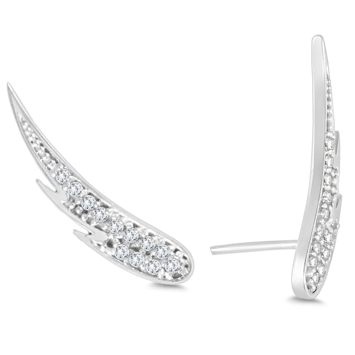 1/4 Carat Tw Diamond Angel Wing Climber Earrings In 14K White Gold