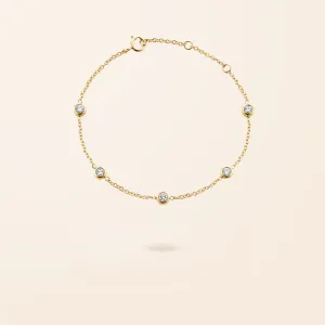 14K Gold Multi Diamond Bezel Bracelet