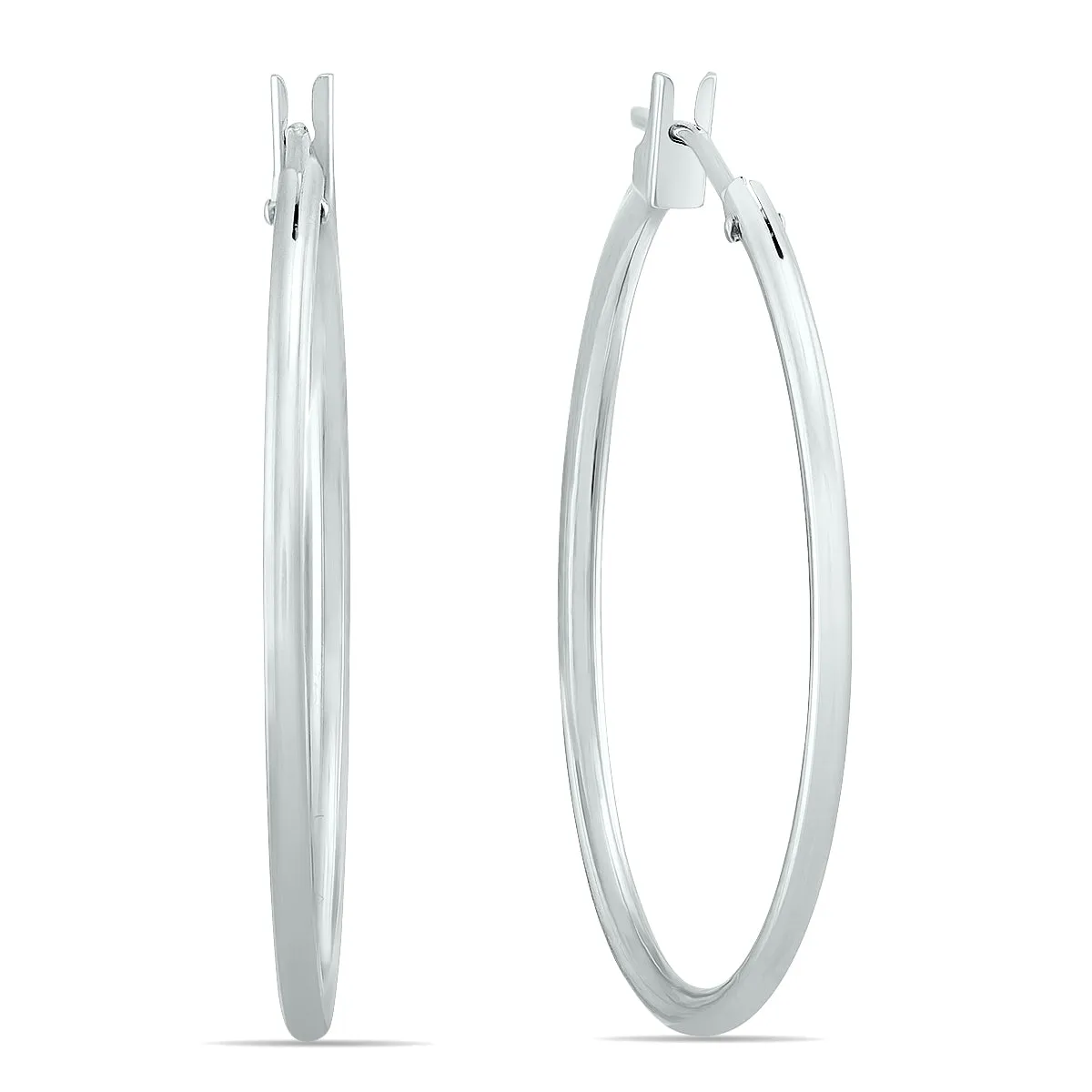 14K White Gold 25Mm Hoop Earrings 1.5Mm Gauges