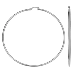 14k White Gold Large Hoop Earrings (2x70mm)