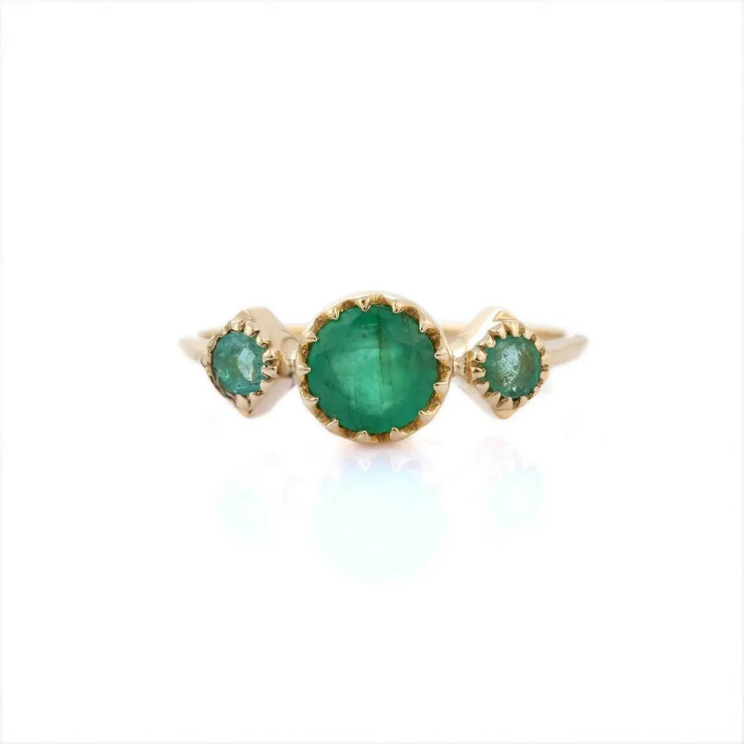 14K Yellow Gold Emerald Ring