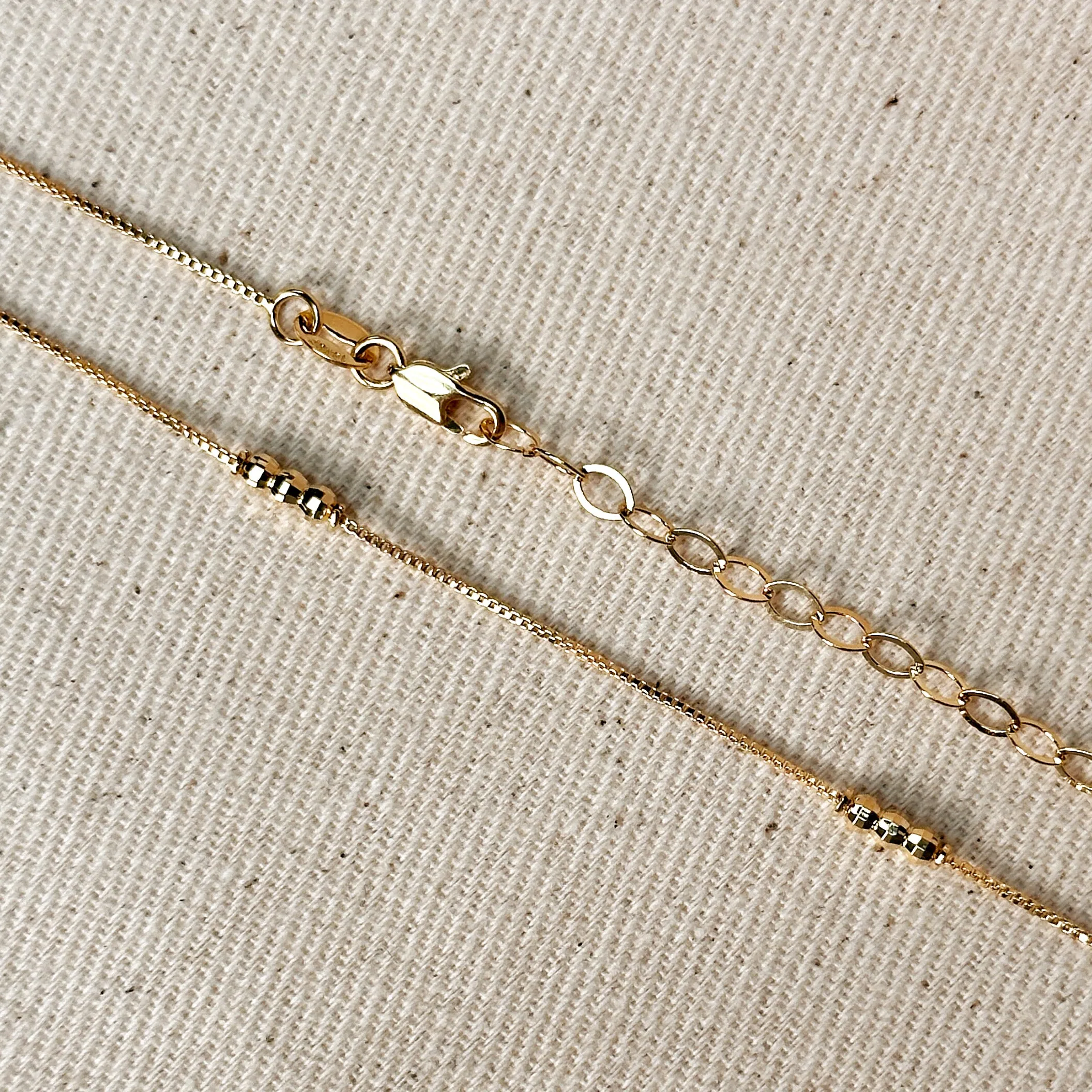 18k Gold Filled Bead Detailed Box Chain