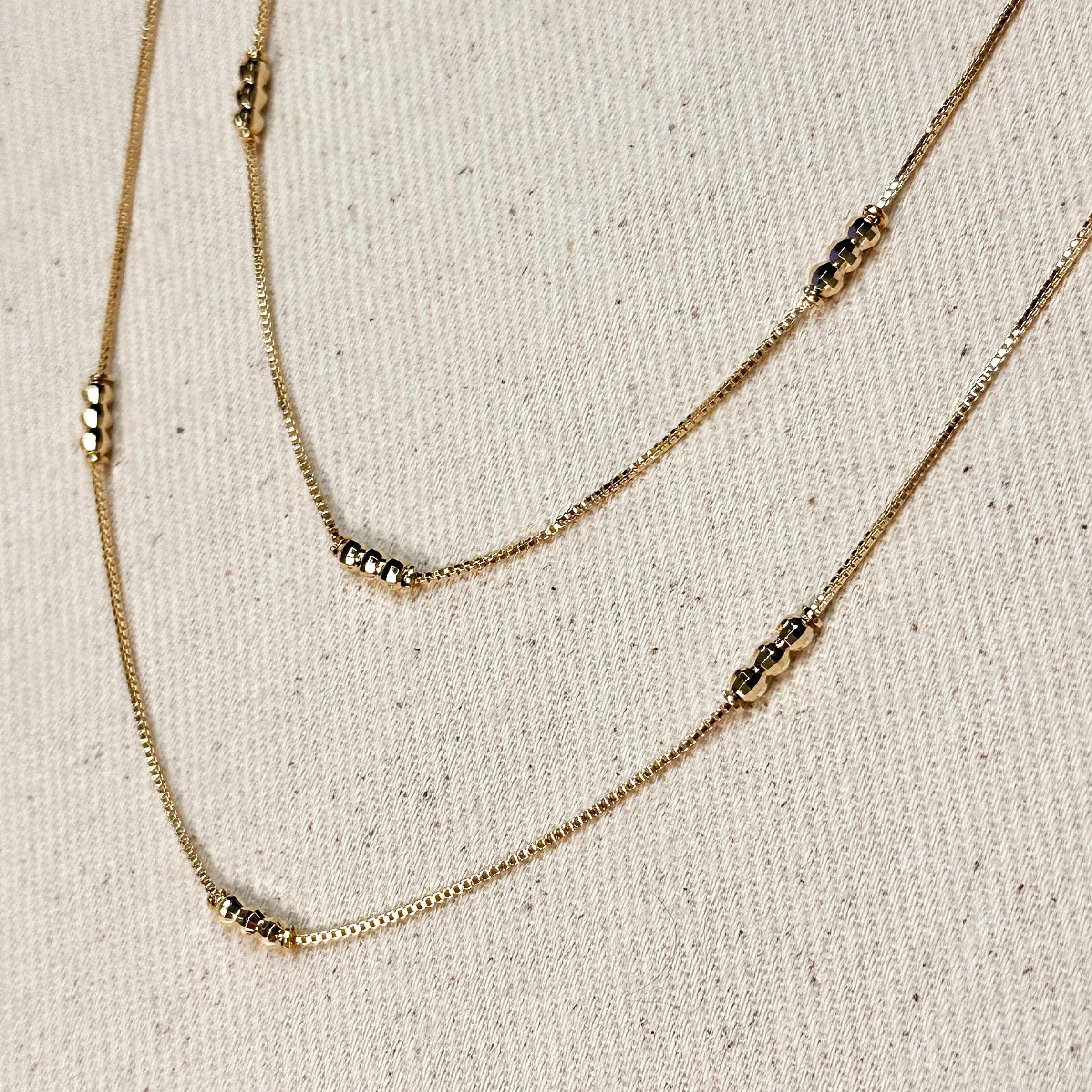 18k Gold Filled Bead Detailed Box Chain