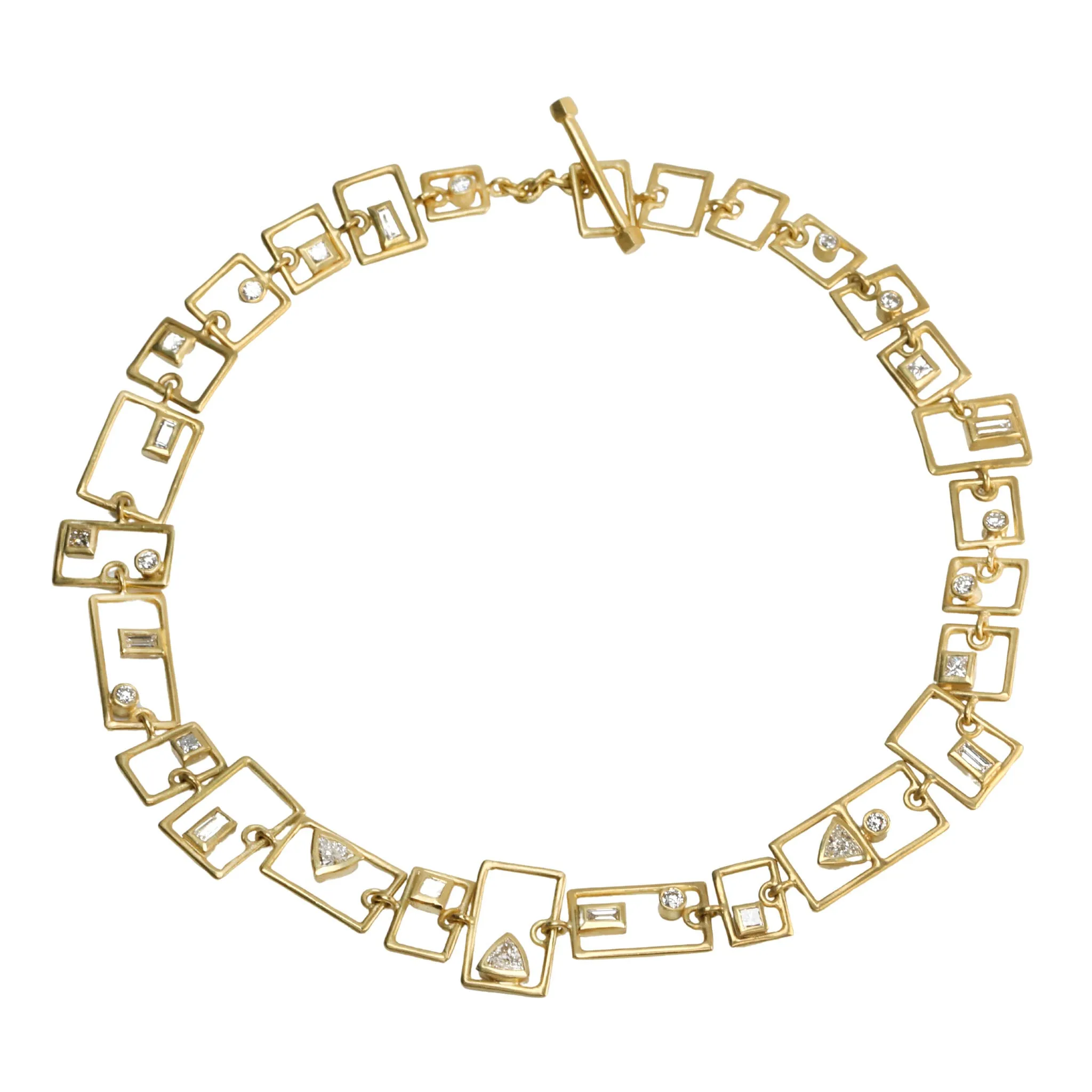 18K Gold Grid Layout Bezel-Set Diamond Bracelet