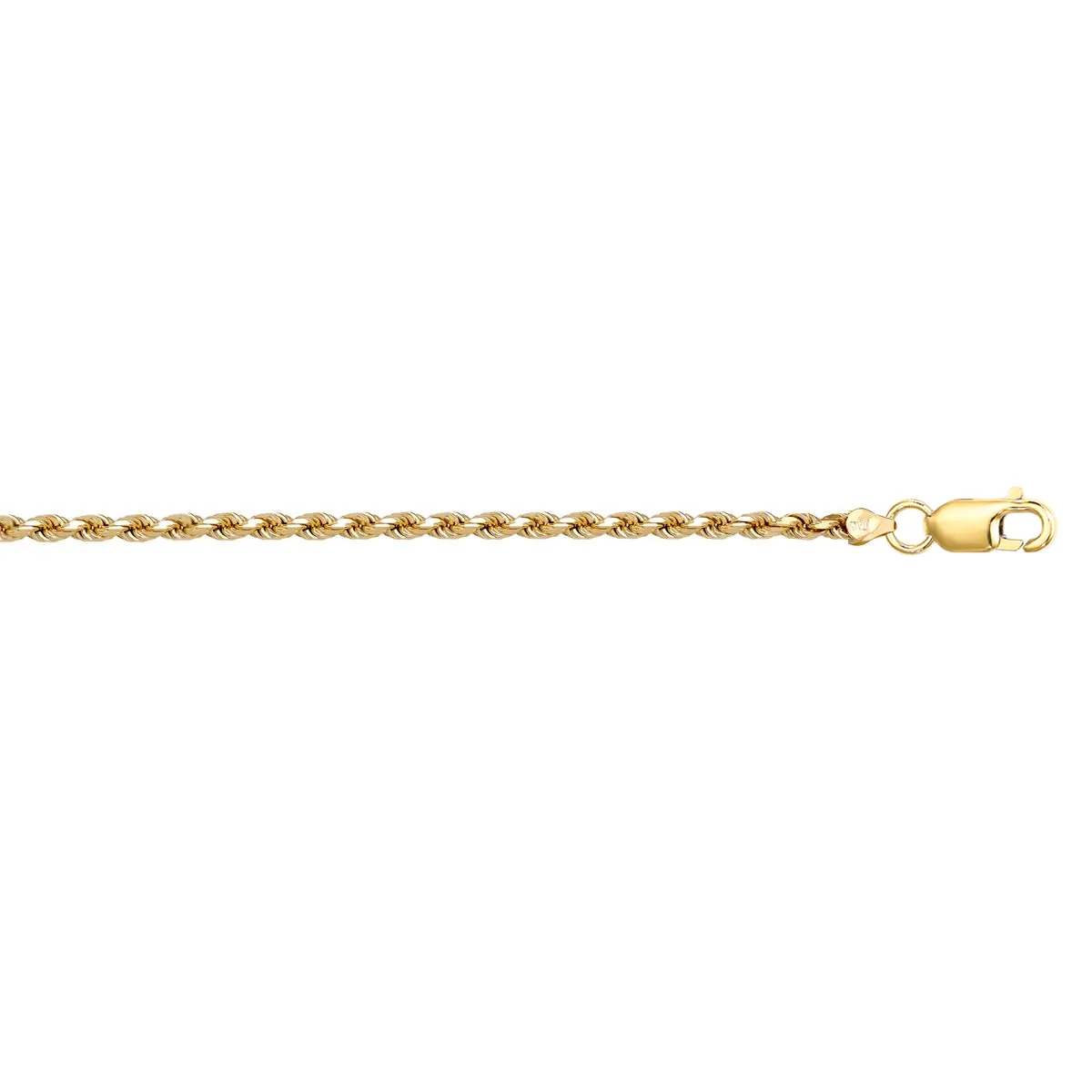 1.8mm Solid Diamond Cut Rope Link Bracelet | Gold