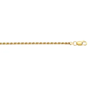 1.8mm Solid Diamond Cut Rope Link Bracelet | Gold