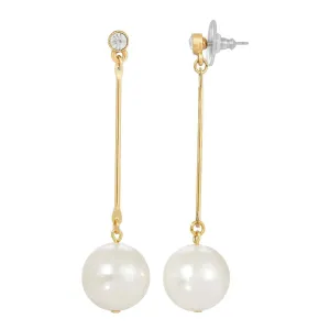 1928 Jewelry Classic Linear Faux Pearl Drop Earrings