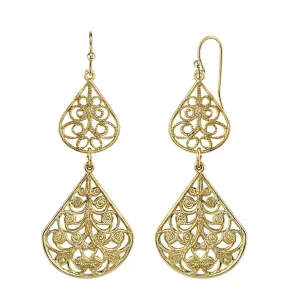 1928 Jewelry Gold Classic Teardrop Filigree Drop Earrings