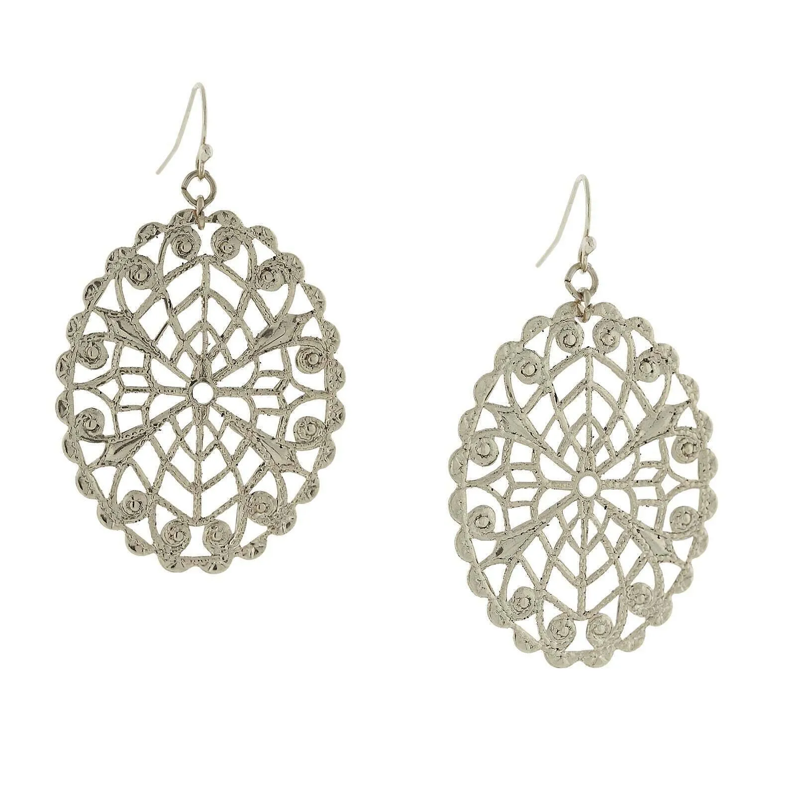 1928 Jewelry Intricate Oval Filigree Drop Earrings