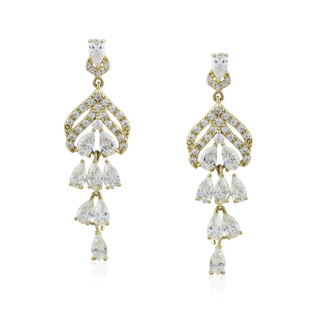 21 Nicole Jewellery Gold Plated Cubic Zirconia Dangler Earrings  - ER-303