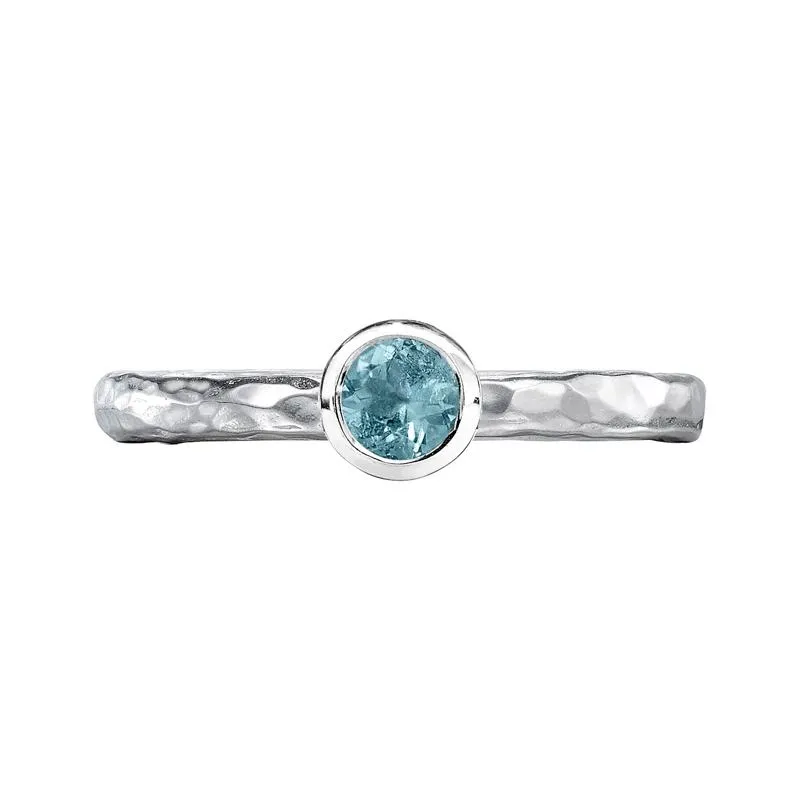 4mm Aquamarine Hammered Twinkle Ring