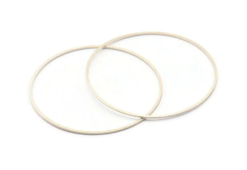 55mm Circle Connectors - 12 Antique Silver Plated Brass Circle Connectors (55x1x1mm) BS 1106 H1175