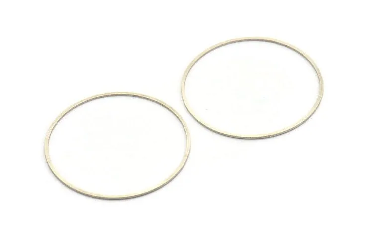 57mm Circle Connectors - 6 Antique Silver Plated Brass Circle Connectors (57x1.3x1mm) A6098 H0762