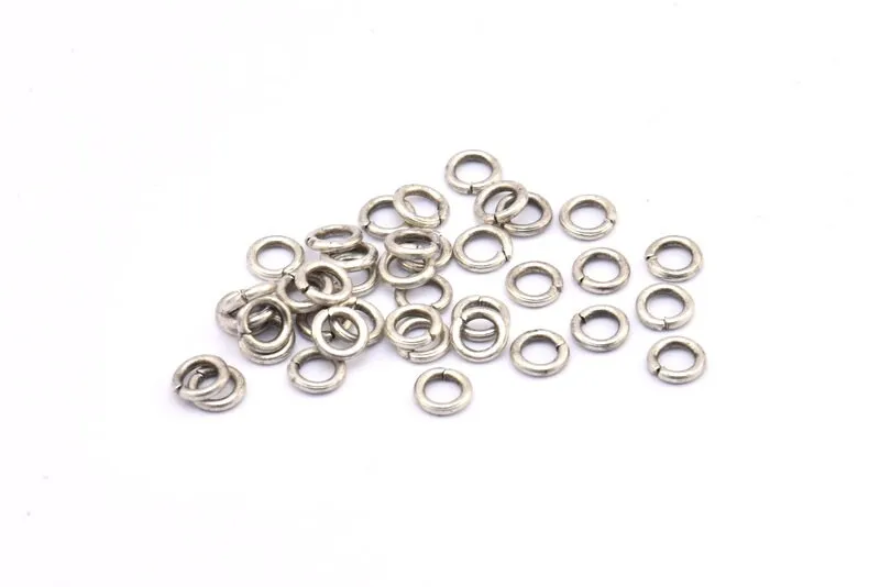 6mm Jump Ring, 100 Antique Silver Plated Brass Jump Ring Connectors Findings (6x1.2mm) A0329 A0636