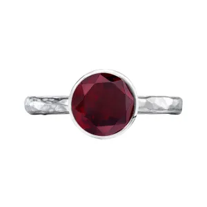 8mm Garnet Hammered Twinkle Ring