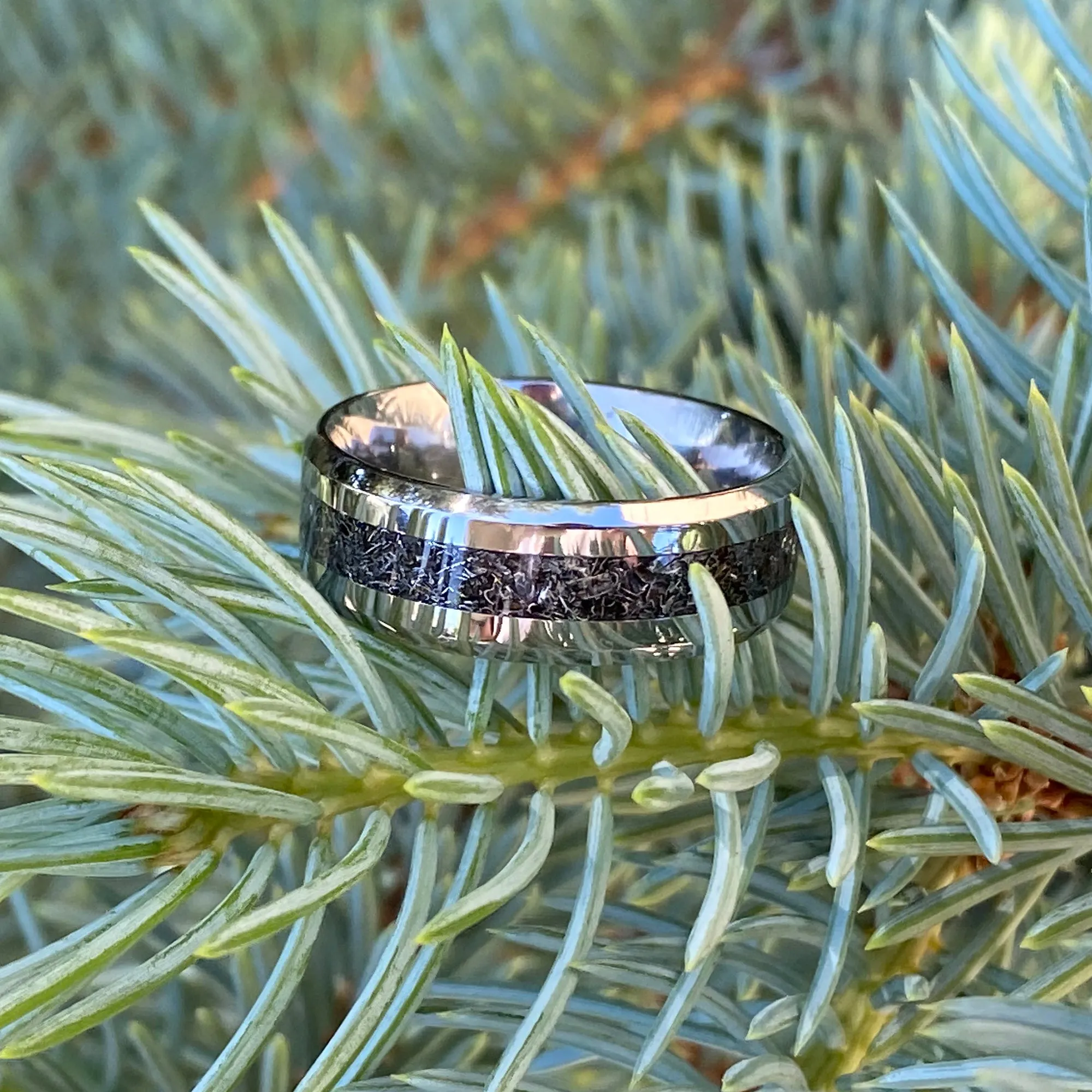 8mm Titanium Mens Wedding Band with Sherman Tank Inlay - Custom Made Mens Wedding Rings - Unique Mens Rings