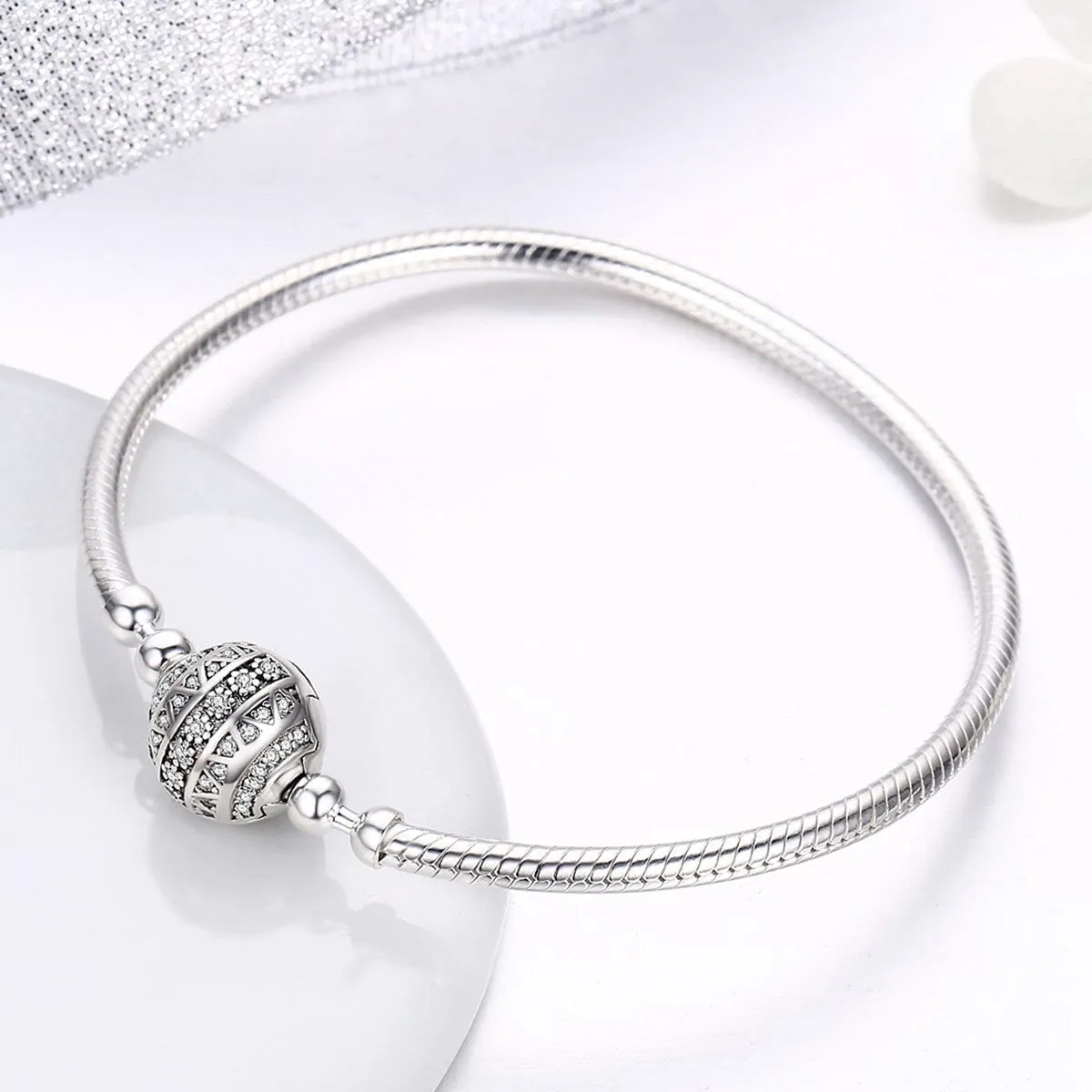 925 Silver Shining Zircons Snake Chain Bracelet