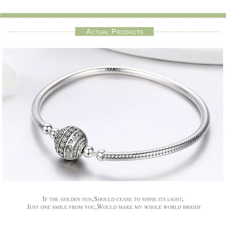 925 Silver Shining Zircons Snake Chain Bracelet