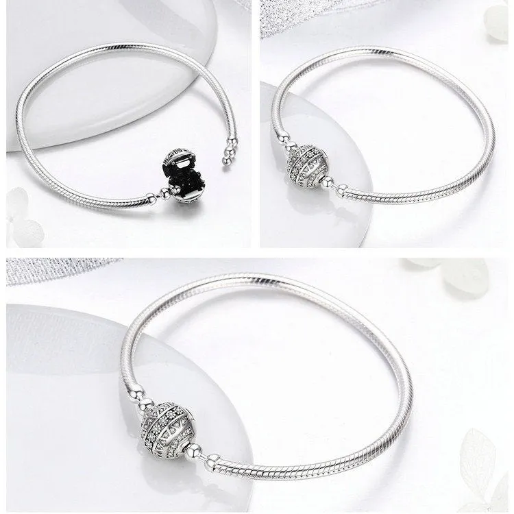 925 Silver Shining Zircons Snake Chain Bracelet