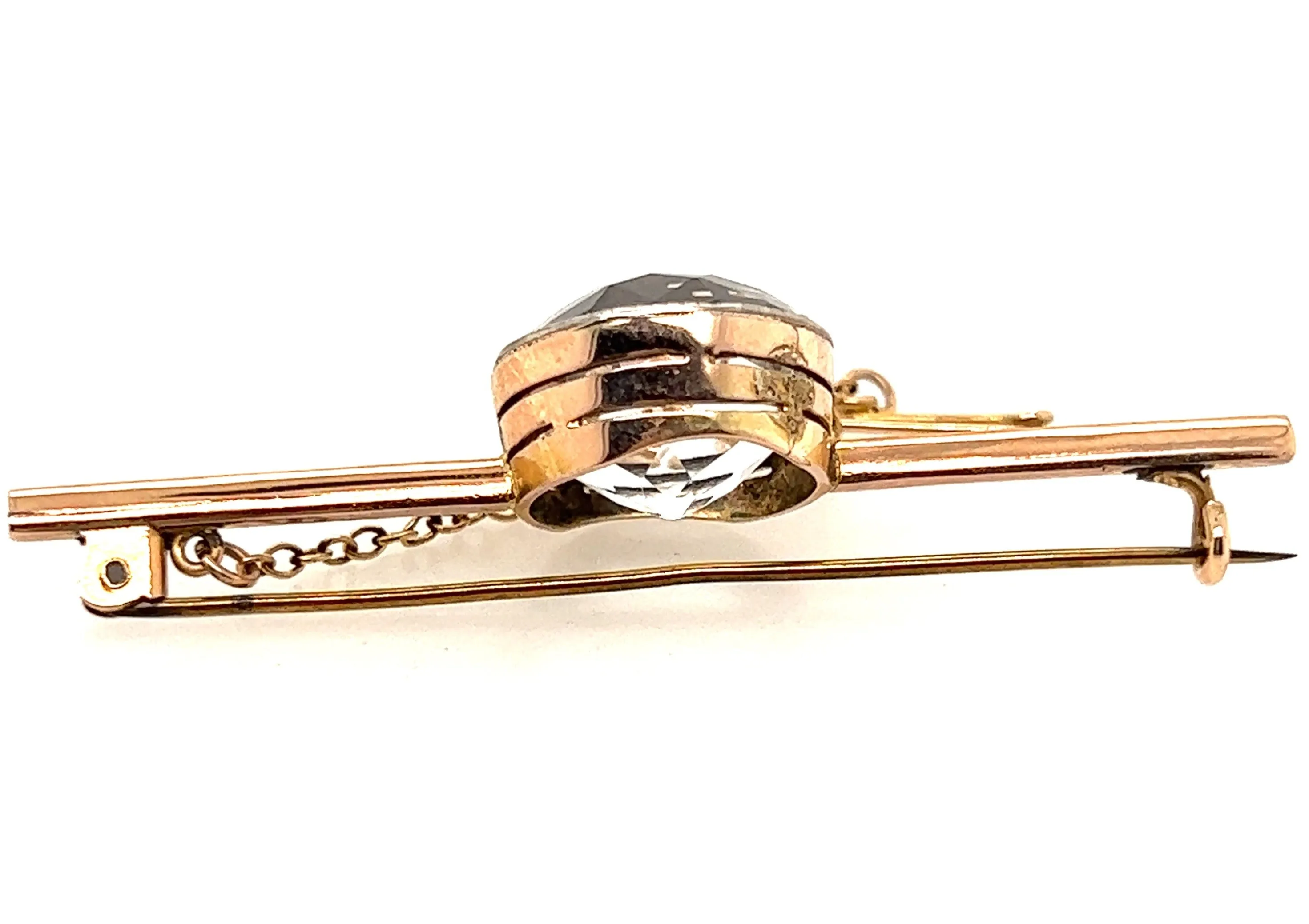 9ct Yellow Gold & Silver Quartz Brooch