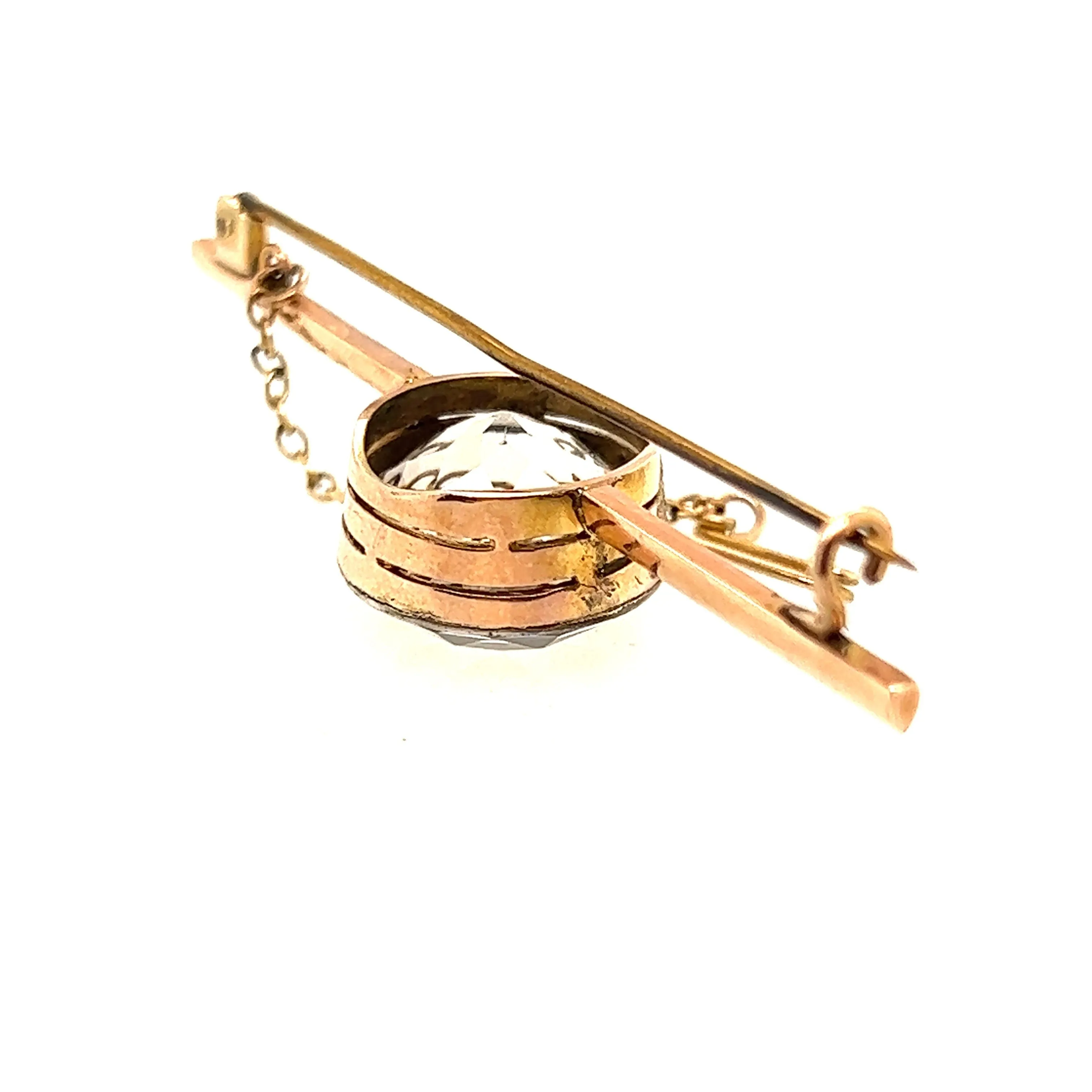 9ct Yellow Gold & Silver Quartz Brooch