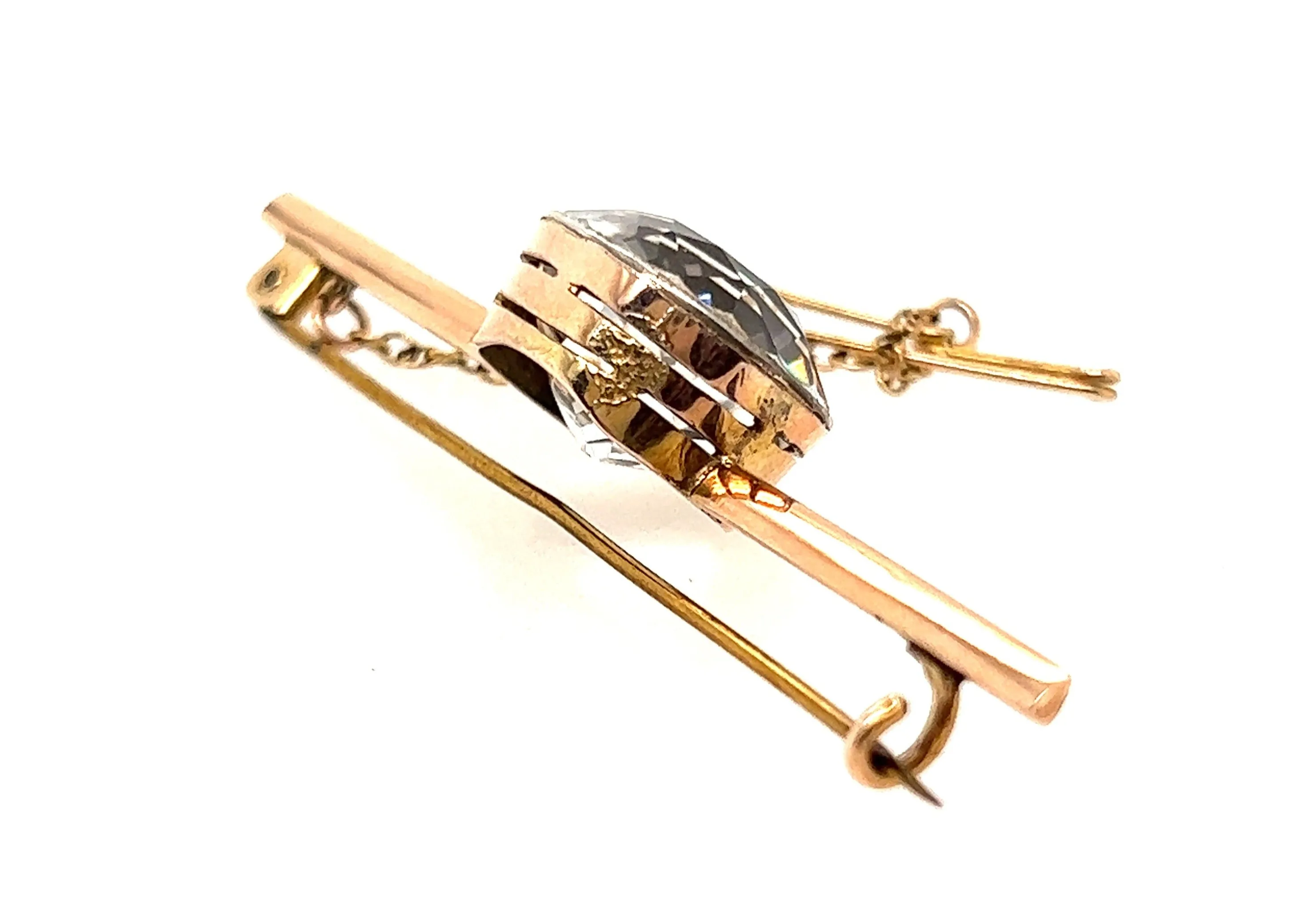 9ct Yellow Gold & Silver Quartz Brooch