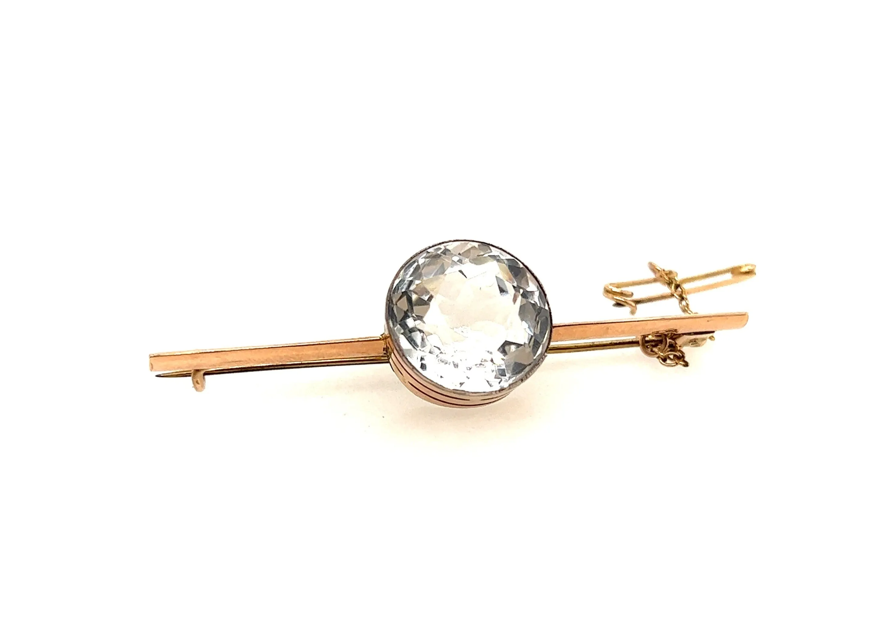 9ct Yellow Gold & Silver Quartz Brooch