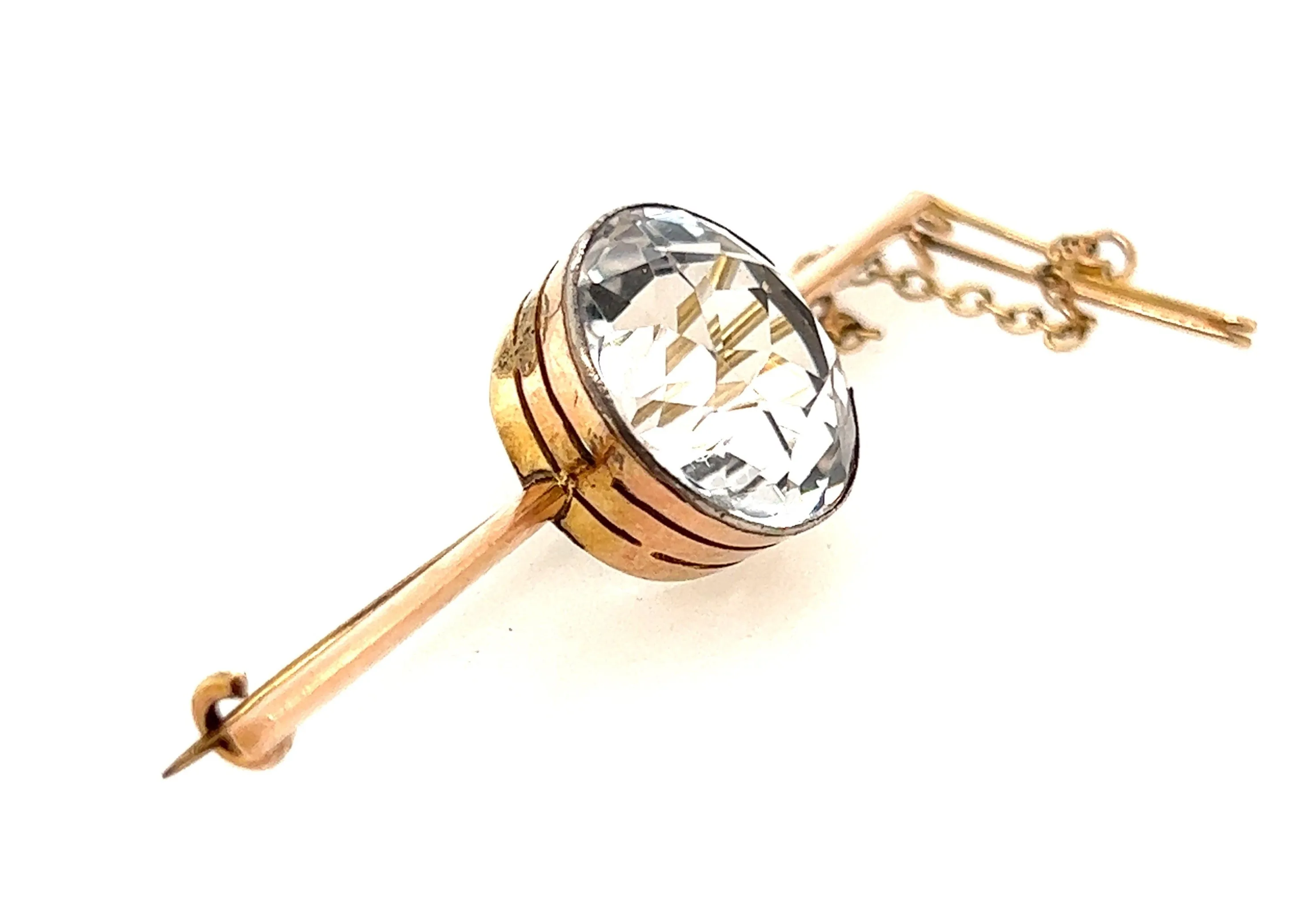 9ct Yellow Gold & Silver Quartz Brooch