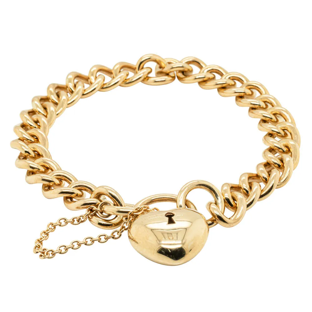 9ct Yellow Gold Curb Bracelet With Padlock