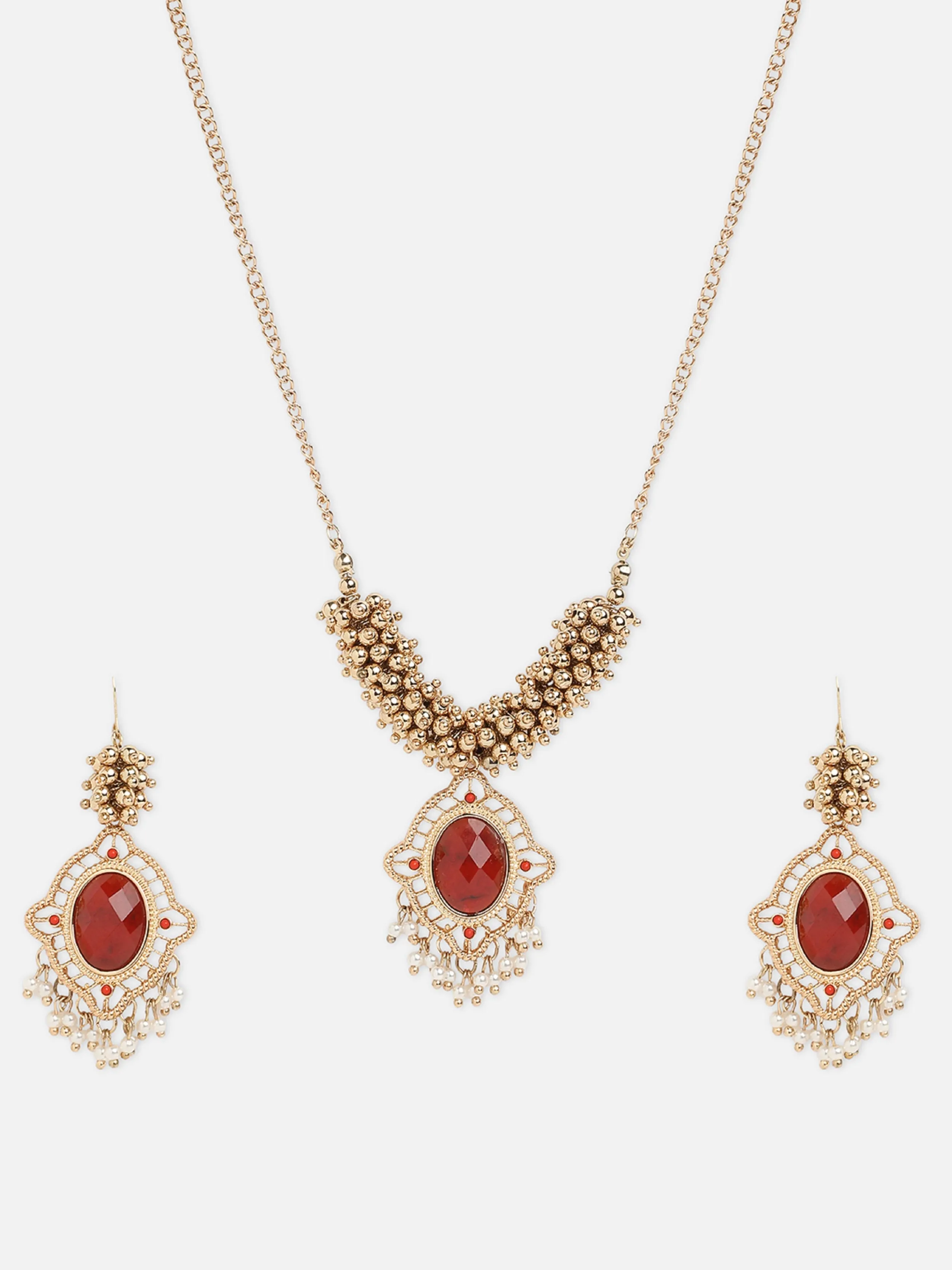 Accessorize London Women's Golden Beads Jewelry Set