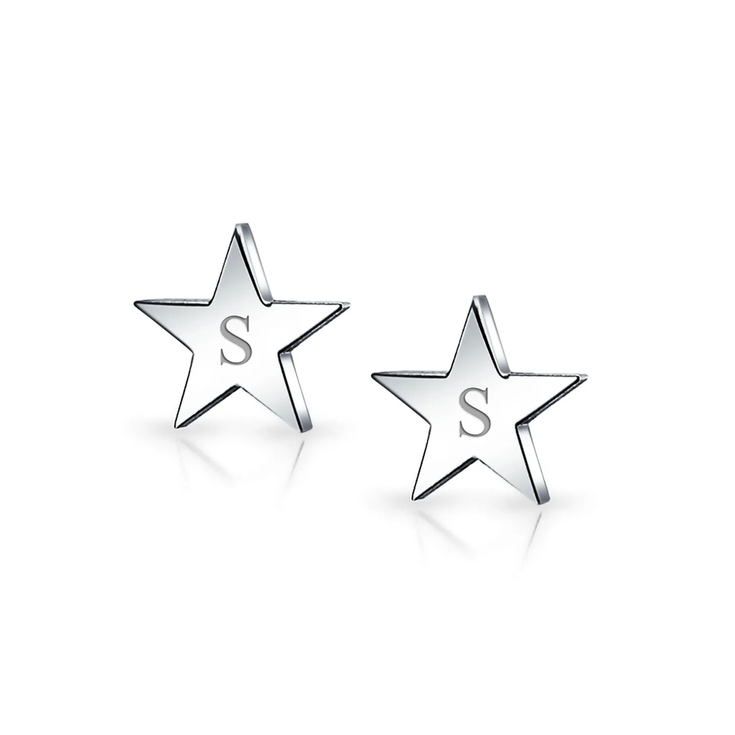 Alphabet A-Z Initial Monogram Patriotic Celestial Rock Star Stud Earrings 10MM