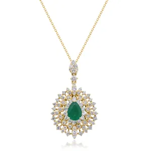 Amelia 14K Yellow Gold Pear-Cut Emerald Necklaces