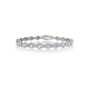 Amira 5 Carats Round Brilliant Single Row Bracelet in 18k White Gold