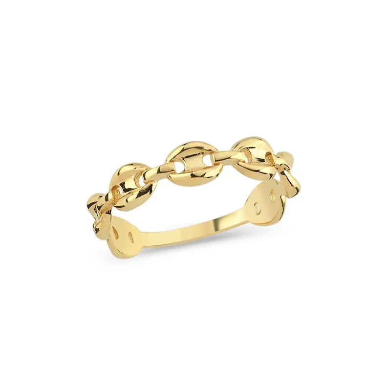 Anchor Mariner 14k Gold Vermeil Ring - Chain Stacking Rings