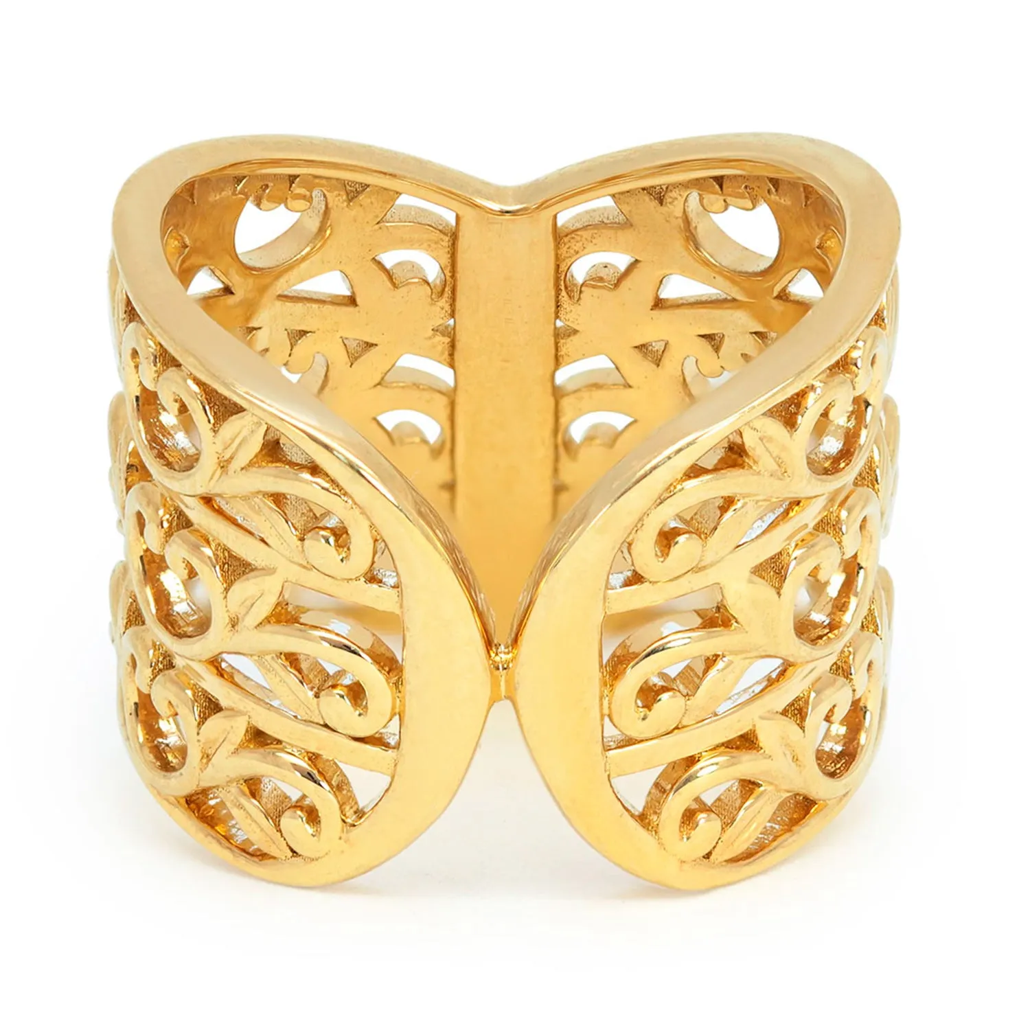 Artisan Filigree Ethical Gold & Diamonds Wishbone Jacket Ring