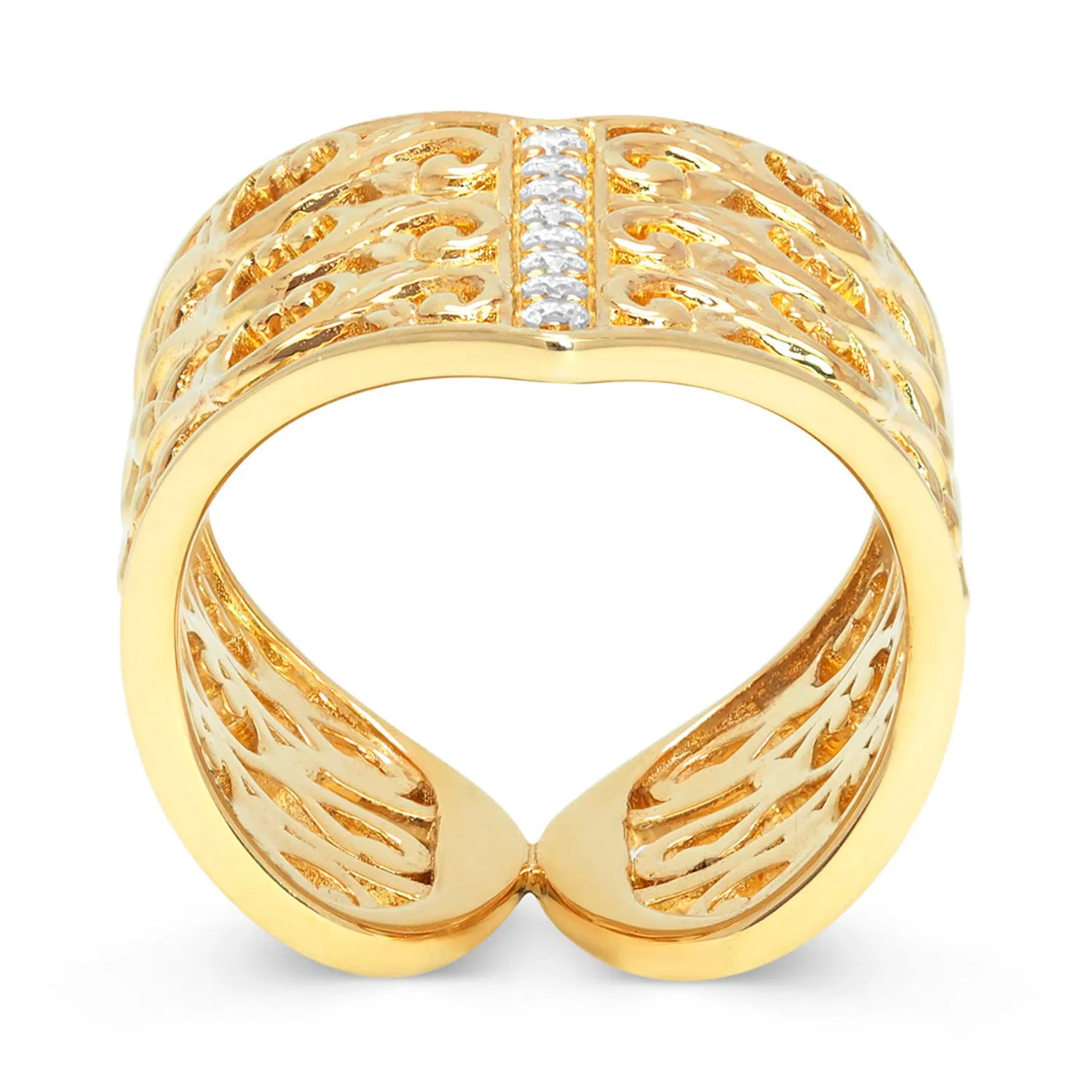 Artisan Filigree Ethical Gold & Diamonds Wishbone Jacket Ring