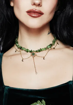 Aurora Gem Choker Necklace - Green