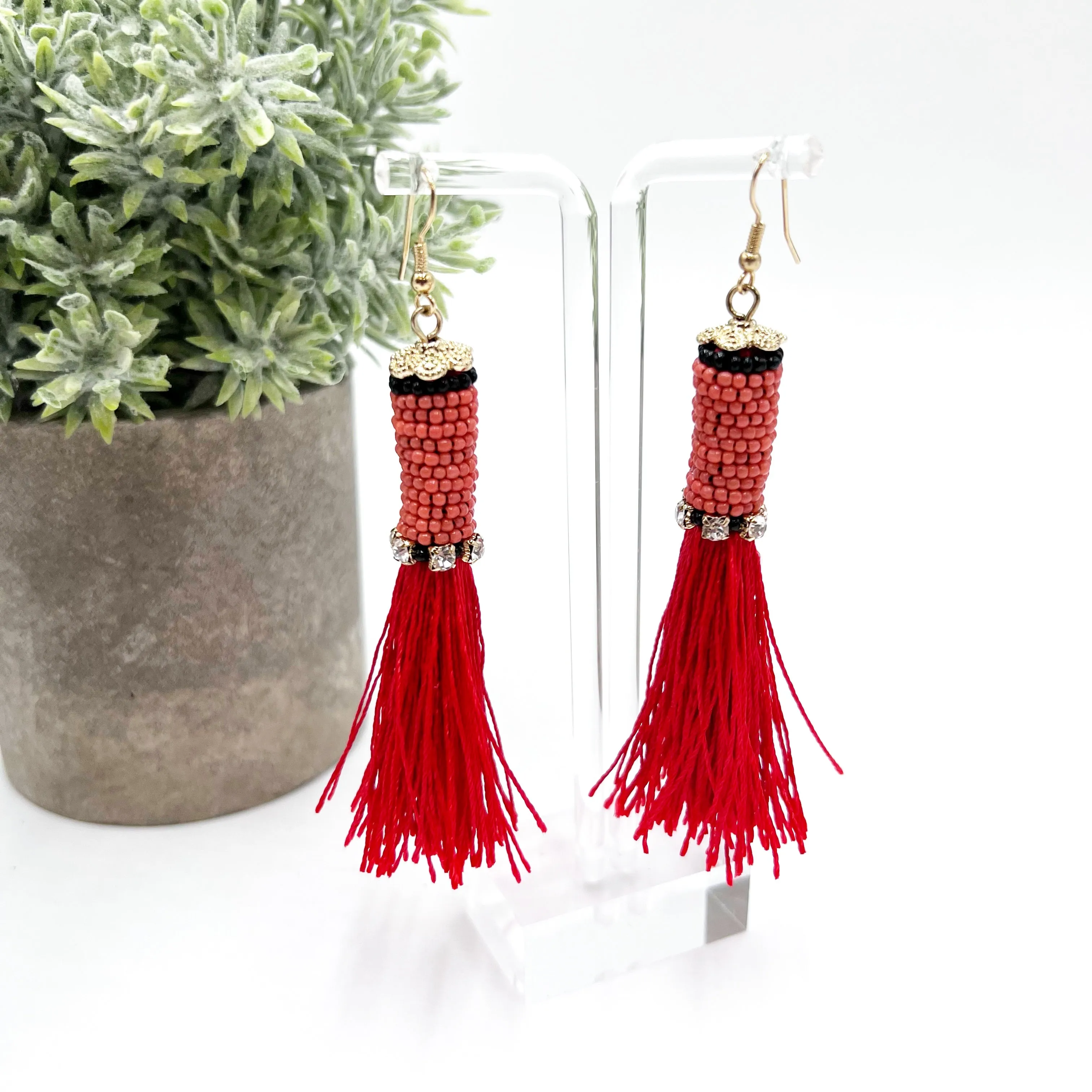 Beaded Tassel Earrings