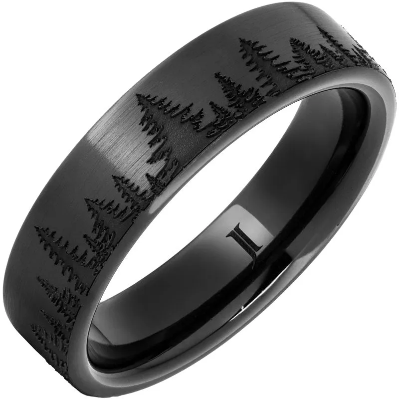 Black Diamond Ceramic™ Forest Scene Ring with Satin Finish