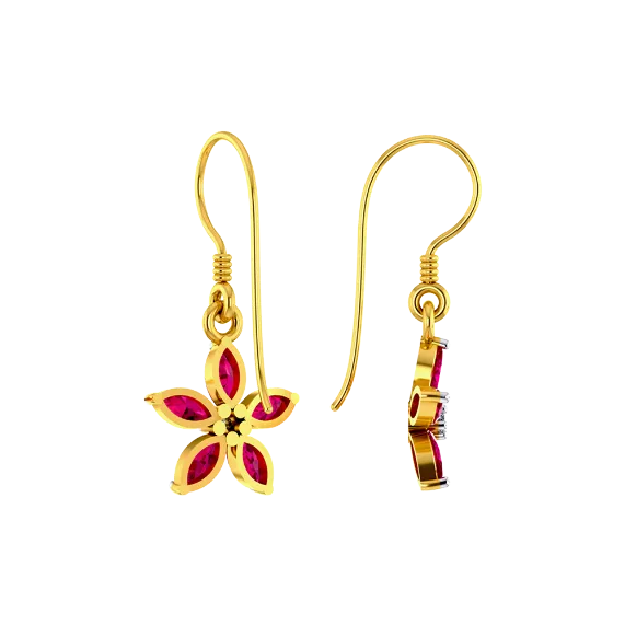 Blood Daisy Gold Earrings