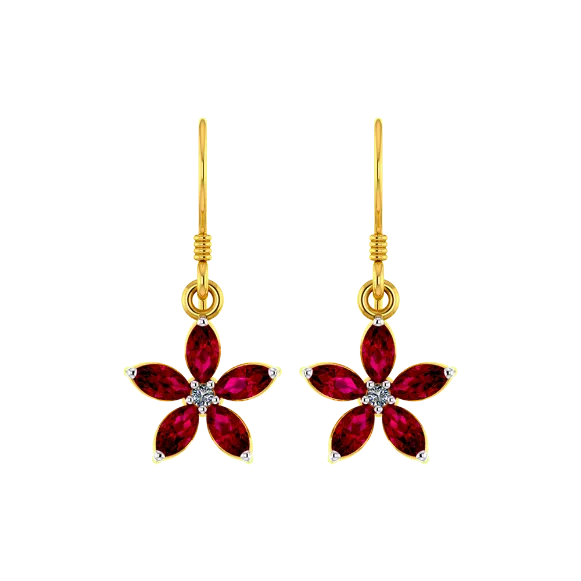 Blood Daisy Gold Earrings