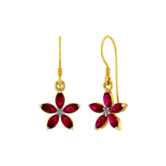 Blood Daisy Gold Earrings