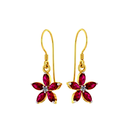 Blood Daisy Gold Earrings