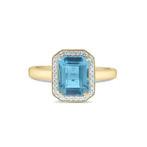 Blue Topaz and Diamond Ring