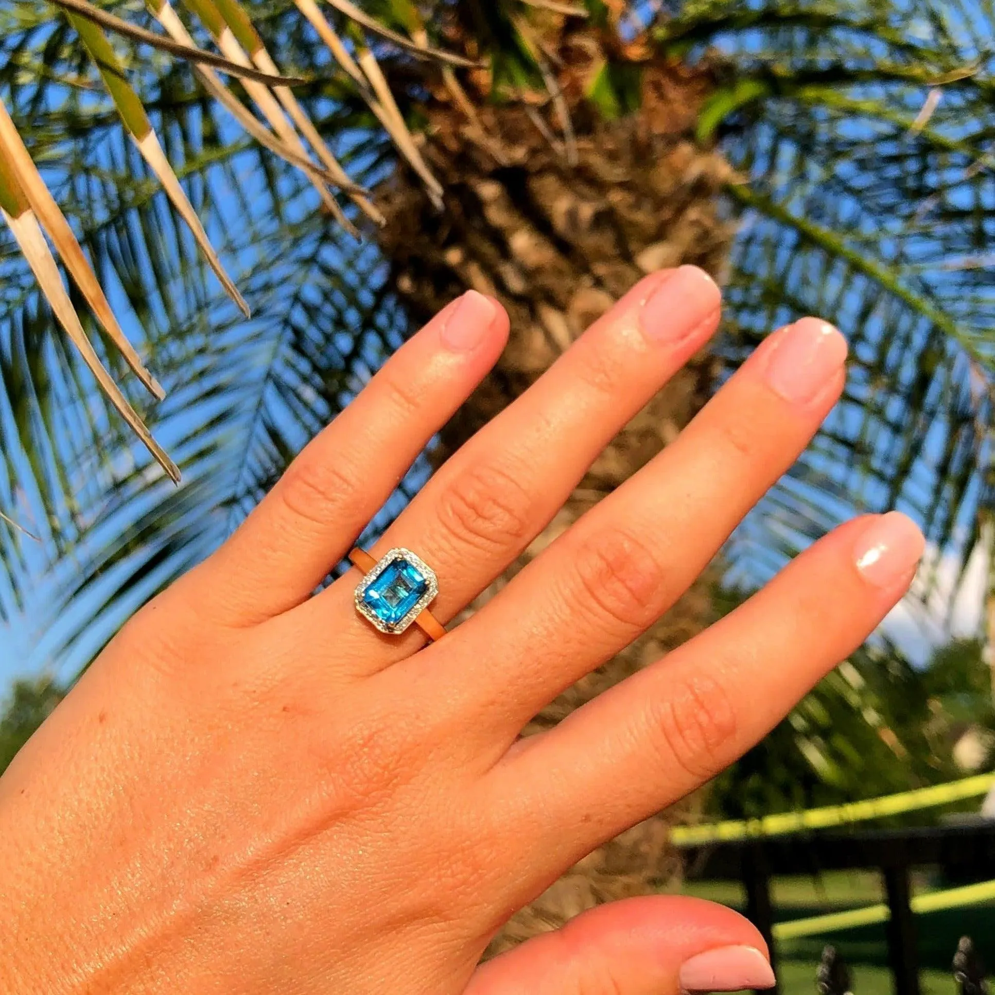 Blue Topaz and Diamond Ring